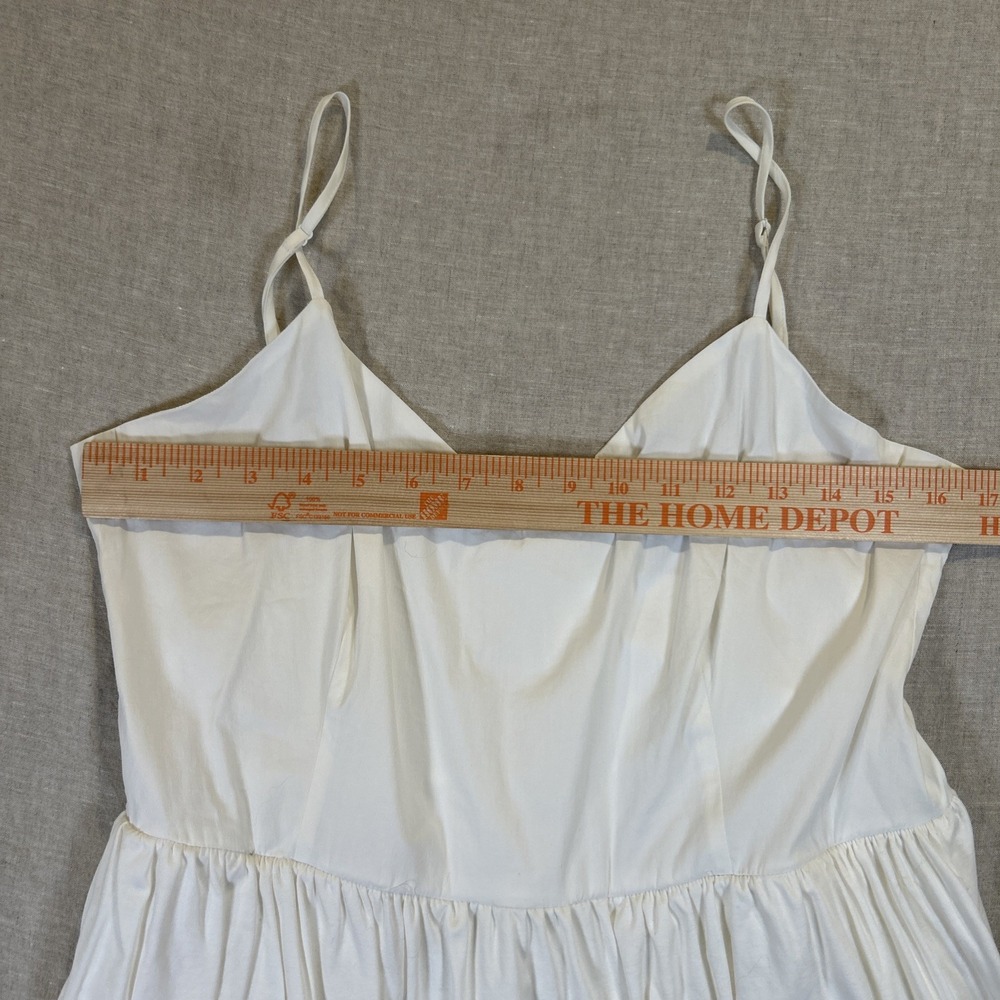 French Connection Women White Midi Dress Lace Hem Spaghetti Strap Pockets 12 - Picture 14 of 14